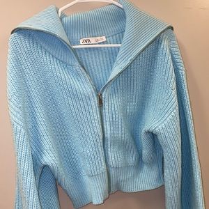 Baby blue cardigan sweater hoodie